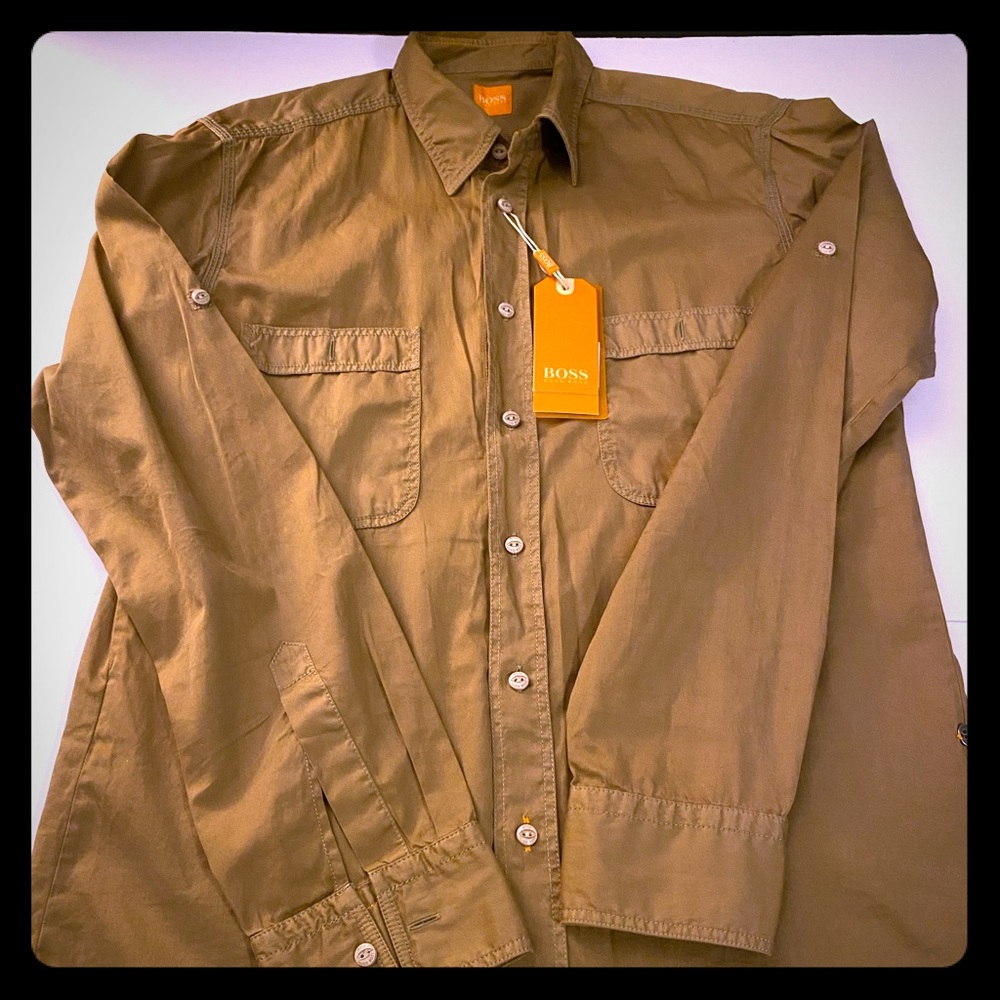 HUGO BOSS ORANGE Tan Long Sleeve Shirt Size M